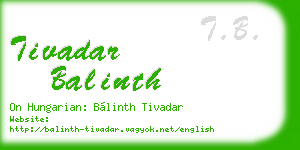 tivadar balinth business card